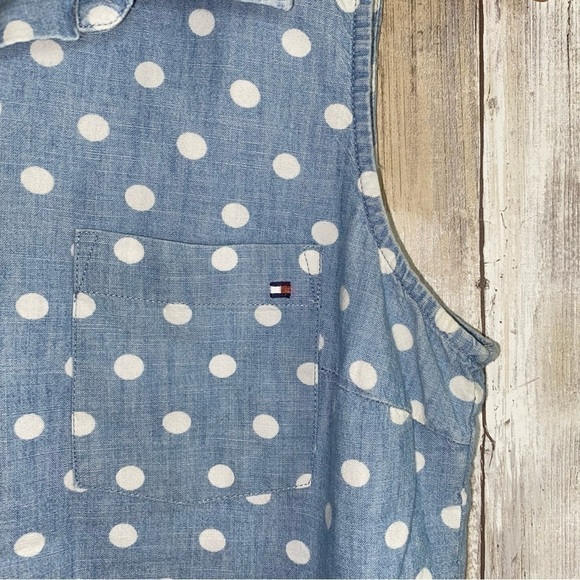 Tommy Hilfiger Denim Polka Dot Sleeveless Button Down - Picture 4 of 5